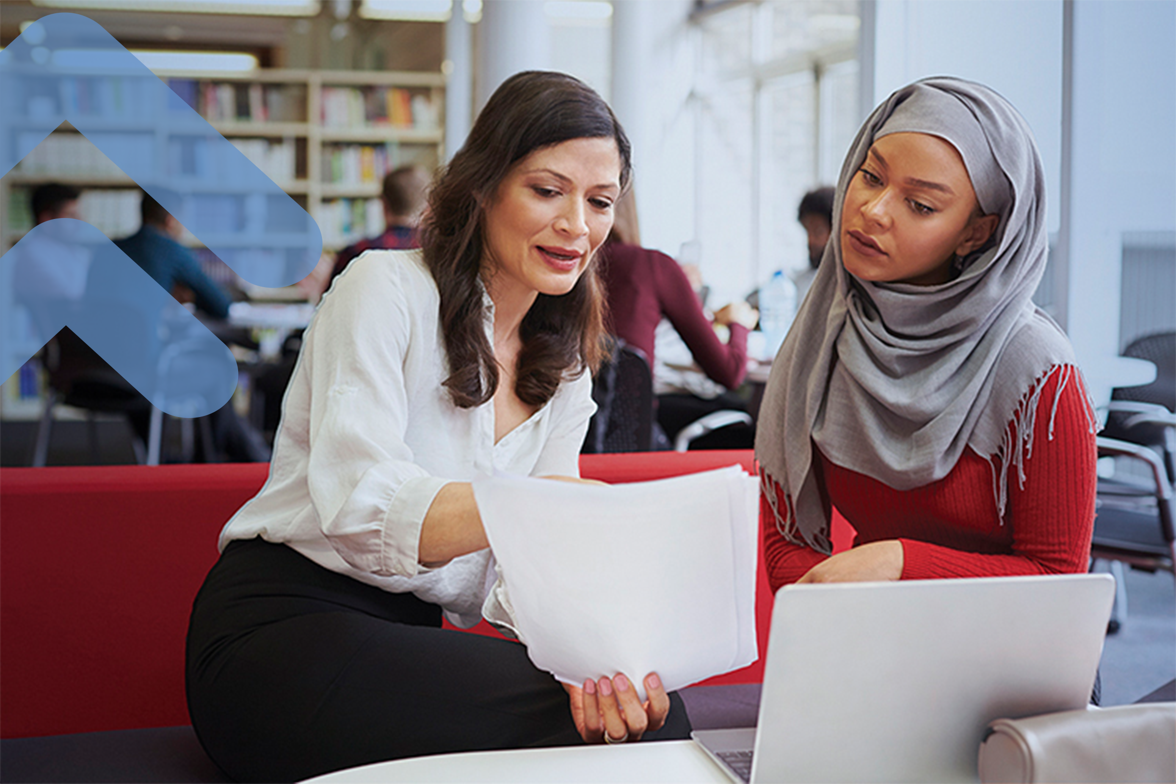 A recruiter helping a candidate by running through some career information.